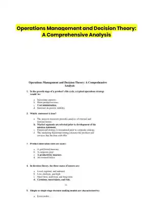 Operations Management and Decision Theory: A Comprehensive Analysis
