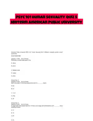 PSYC 101 Human Sexuality Quiz 5 Midterm American Public University