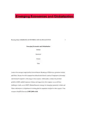 Emerging Economies and Globalization