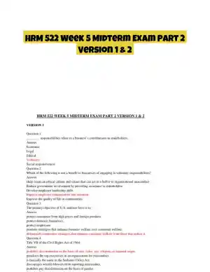 HRM 522 Week 5 Midterm Exam Part 2 Version 1 & 2