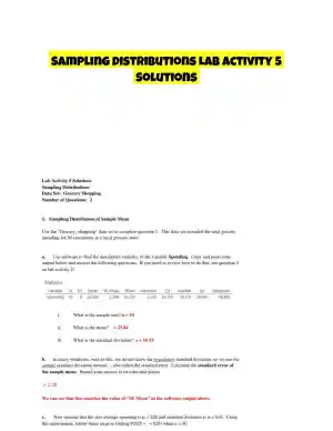 Sampling Distributions Lab Activity 5 Solutions