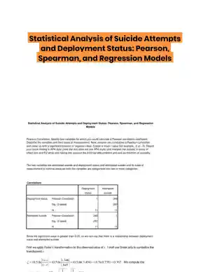 Statistical Analysis of Suicide Attempts and Deployment Status: Pearson, Spearman, and Regression Models