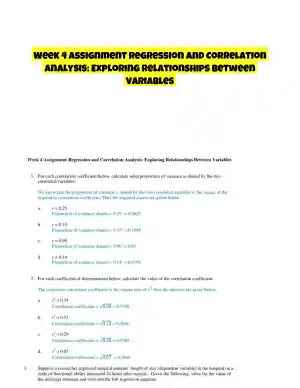 Week 4 Assignment Regression and Correlation Analysis: Exploring Relationships Between Variables