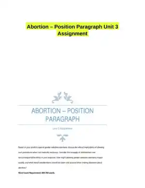 Abortion � Position Paragraph Unit 3 Assignment