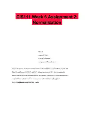 CIS111 Week 6 Assignment 2: Normalization