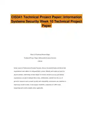 CIS341 Technical Project Paper: Information Systems Security Week 10 Technical Project Paper