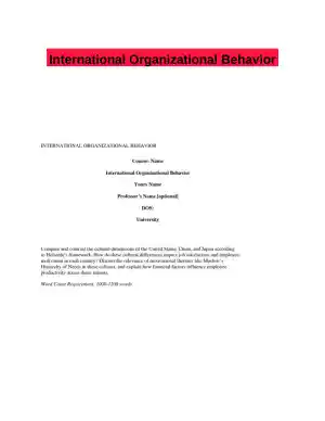 International Organizational Behavior