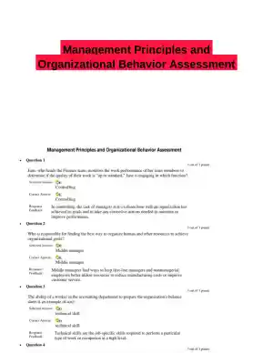 Management Principles and Organizational Behavior Assessment
