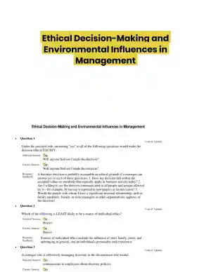 Ethical Decision-Making and Environmental Influences in Management