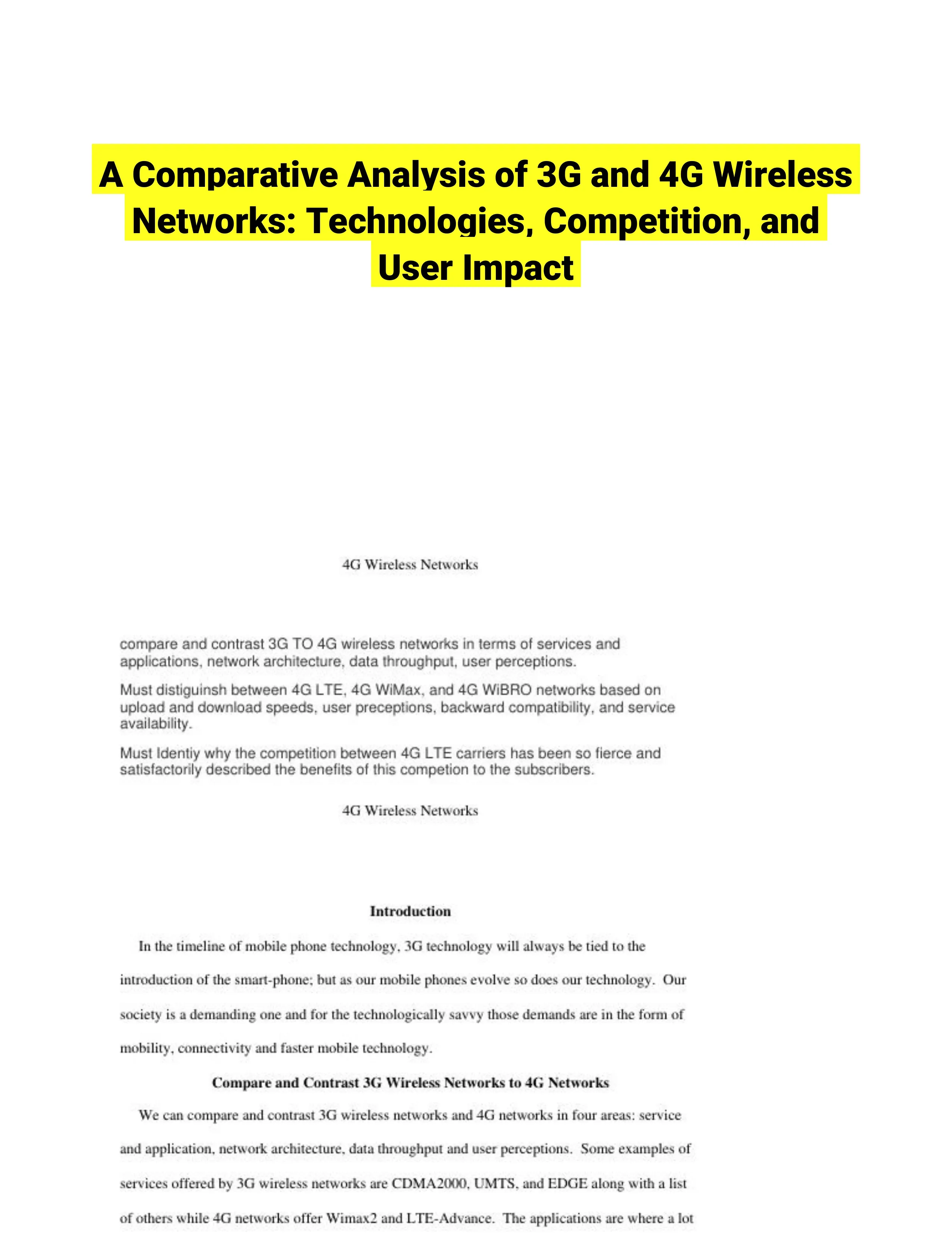 A Comparative Analysis of 3G and 4G Wireless Networks: Technologies ...