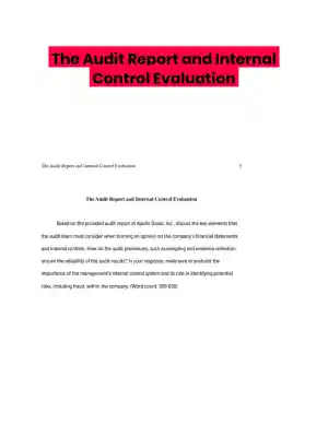 The Audit Report and Internal Control Evaluation