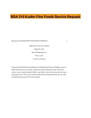 BSA 310 Kudler Fine Foods Service Request