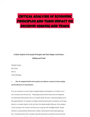 Critical Analysis of Economic Principles and Their Impact on Decision-Making and Trade