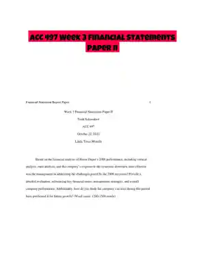 ACC 497 Week 3 Financial Statements Paper II