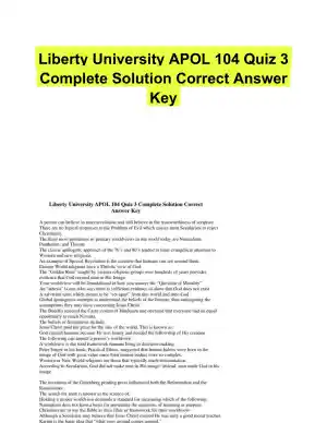 Liberty University APOL 104 Quiz 3 Complete Solution Correct Answer Key