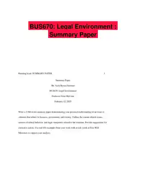 BUS670: Legal Environment : Summary Paper