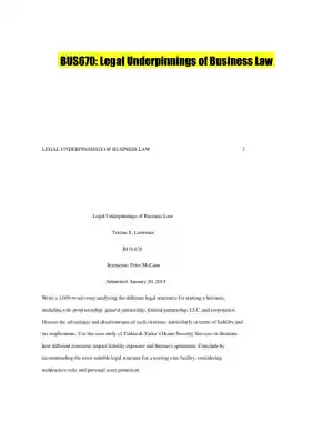 BUS670: Legal Underpinnings of Business Law