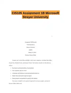CIS105 Assignment 1B Microsoft Strayer University