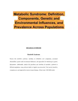 Metabolic Syndrome: Definition, Components, Genetic and Environmental Influences, and Prevalence Across Populations
