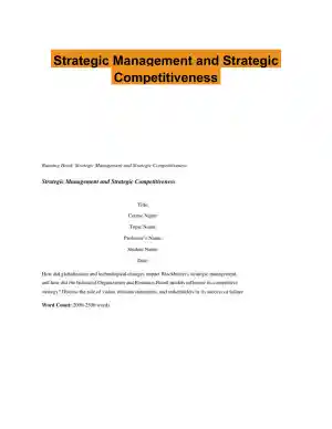 Strategic Management and Strategic Competitiveness