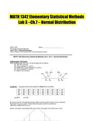 MATH 1342 Elementary Statistical Methods Lab 3 �Ch.7 � Normal Distribution