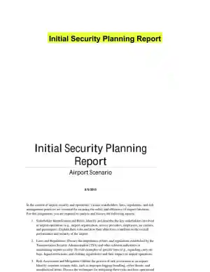 Initial Security Planning Report