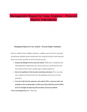 Management Report for Case Analysis � Prescott Maples Attendance