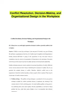 Conflict Resolution, Decision-Making, and Organizational Design in the Workplace