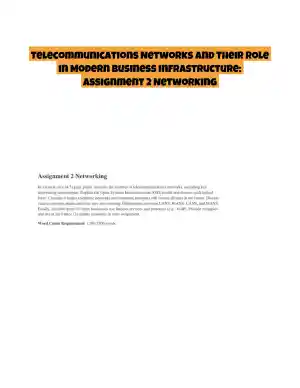 Telecommunications Networks and Their Role in Modern Business Infrastructure: Assignment 2 Networking