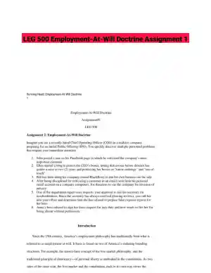 LEG 500 Employment-At-Will Doctrine Assignment 1