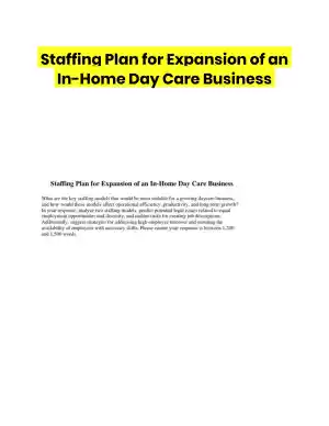 Staffing Plan for Expansion of an In-Home Day Care Business