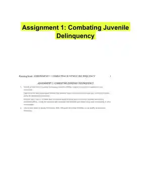 Assignment 1: Combating Juvenile Delinquency