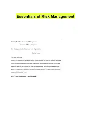 Essentials of Risk Management
