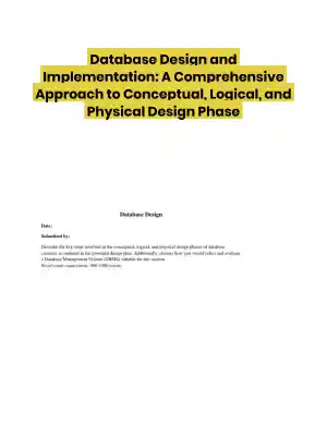 Database Design and Implementation: A Comprehensive Approach to Conceptual, Logical, and Physical Design Phase