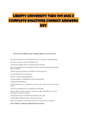 Liberty University THEO 104 Quiz 3 Complete Solutions Correct Answers Key