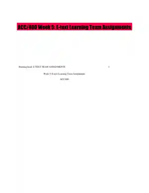 ACC/400 Week 5: E-text Learning Team Assignments