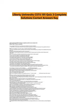 Liberty University CSTU 101 Quiz 3 Complete Solutions Correct Answers Key
