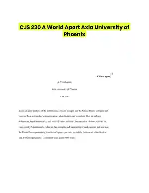 CJS 230 A World Apart Axia University of Phoenix