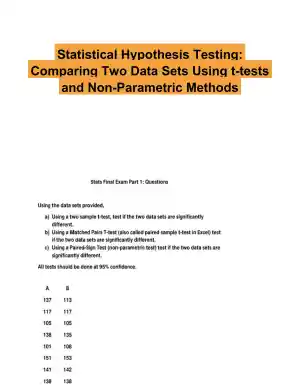 Statistical Hypothesis Testing: Comparing Two Data Sets Using t-tests and Non-Parametric Methods
