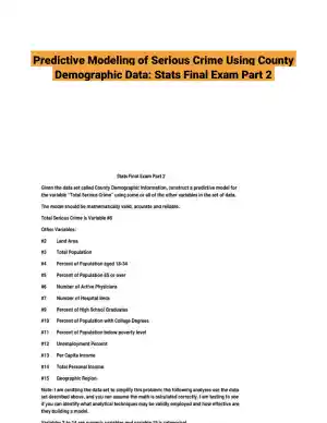 Predictive Modeling of Serious Crime Using County Demographic Data: Stats Final Exam Part 2
