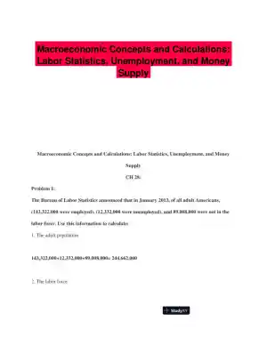 Macroeconomic Concepts and Calculations: Labor Statistics, Unemployment, and Money Supply