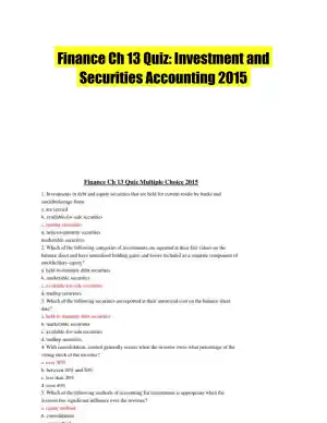 Finance Ch 13 Quiz: Investment and Securities Accounting 2015