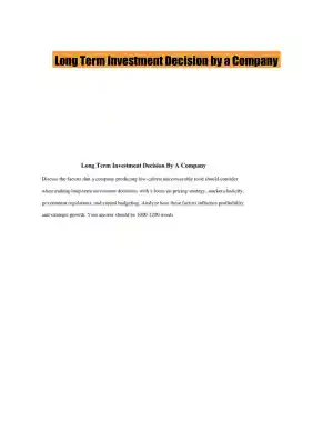 Long Term Investment Decision by a Company