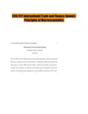 ECO/372 International Trade and Finance Speech: Principles of Macroeconomics