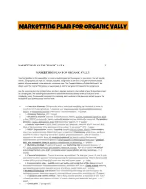 Marketting Plan For Organic Vally