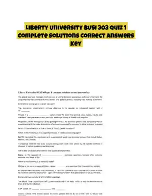 Liberty University BUSI 303 Quiz 1 Complete Solutions Correct Answers Key