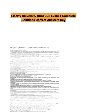 Liberty University BUSI 303 Exam 1 Complete Solutions Correct Answers Key