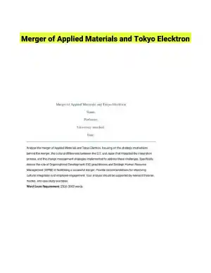 Merger of Applied Materials and Tokyo Elecktron
