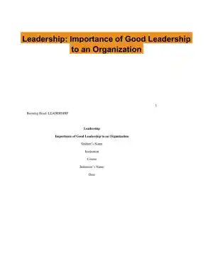 Leadership: Importance of Good Leadership to an Organization