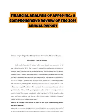 Financial Analysis of Apple Inc.: A Comprehensive Review of the 2014 Annual Report